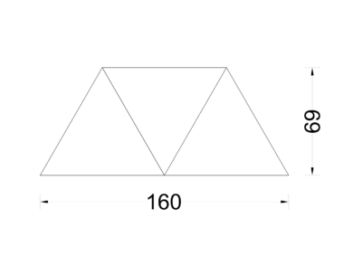 3 TAVOLO TRIANGOLARE 60° L.160xP.69cm