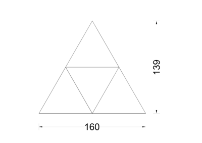 4 TAVOLO TRIANGOLARE 60° L.160xP.139cm