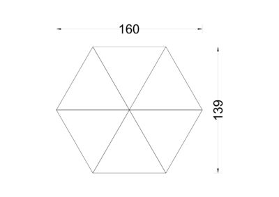 6 TAVOLO TRIANGOLARE 60° L.160xP.139cm